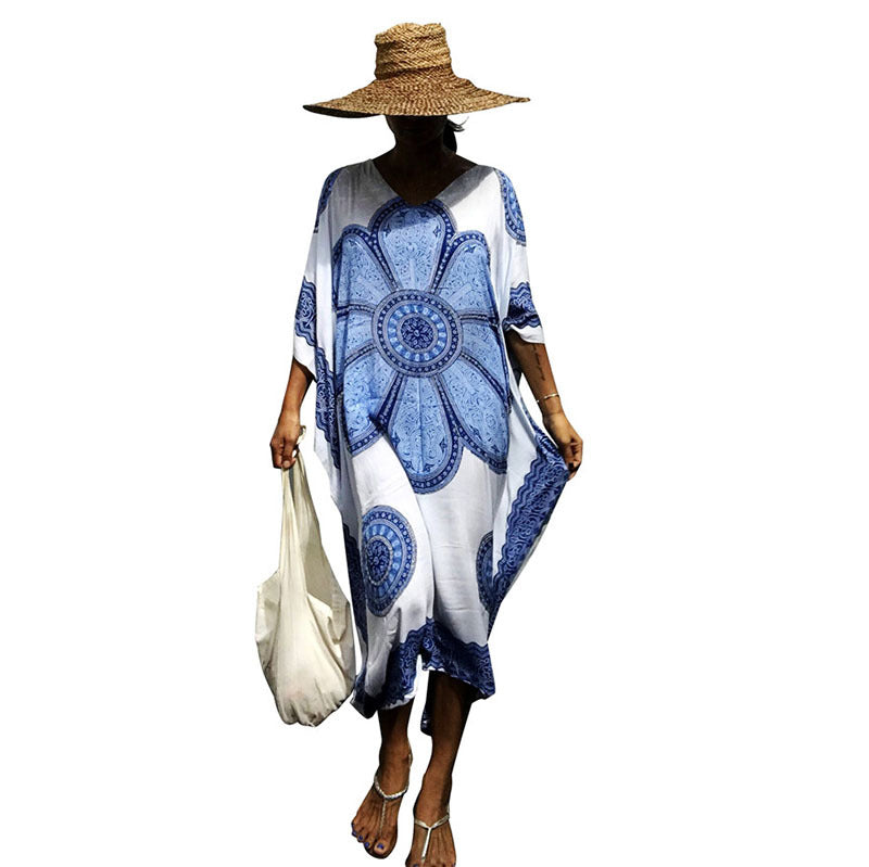Dame Strandkjole med boho-inspireret mandala-look og luftig pasform Stilla