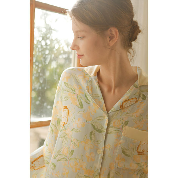 Dame Pyjama-sæt med blomsterdesign og komfortabel pasform Stilla