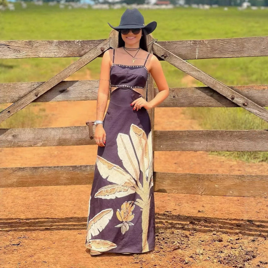 Femme Cutout Floral Maxi Kjole Stilla