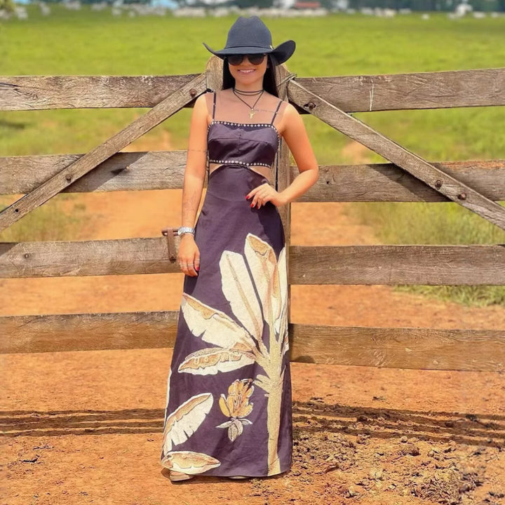 Femme Cutout Floral Maxi Kjole Stilla