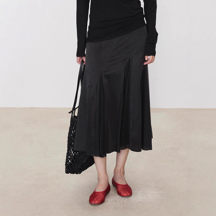 Kvinders Flydende Maxi Nederdel med Elegante Plisseringer