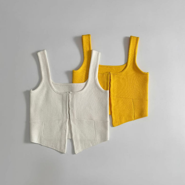 Femme Cropped Strik Tanktop med Udsnit-Detail Stilla