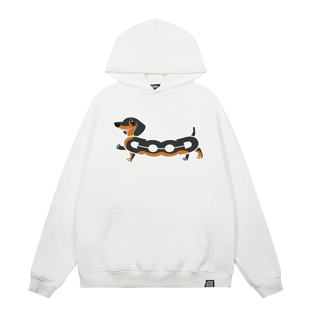 Kvinders hætte sweatshirt med charmerende hund skærmtryk Skovae