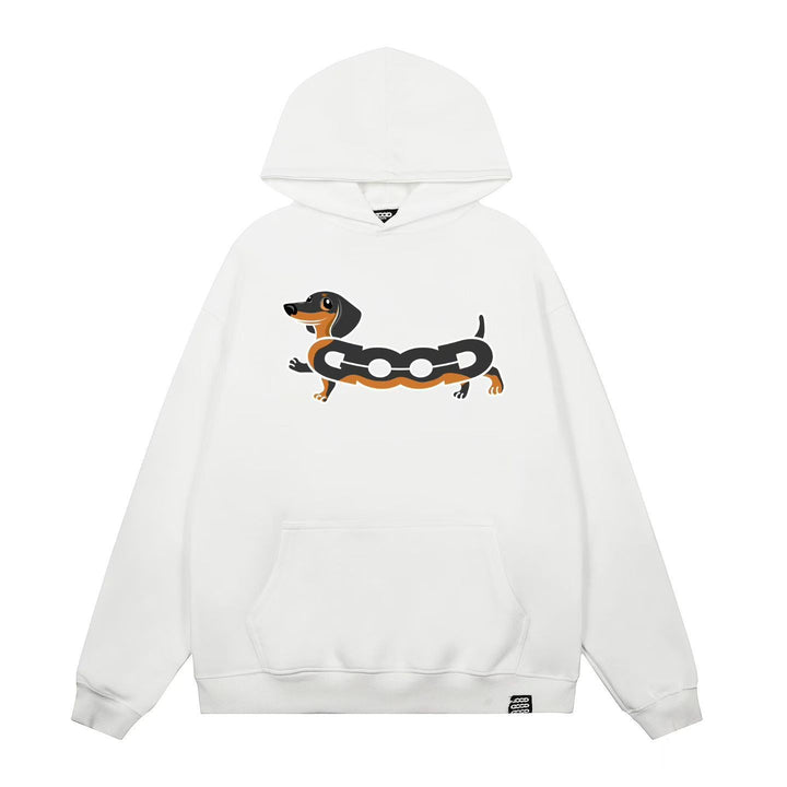 Kvinders hætte sweatshirt med charmerende hund skærmtryk Skovae