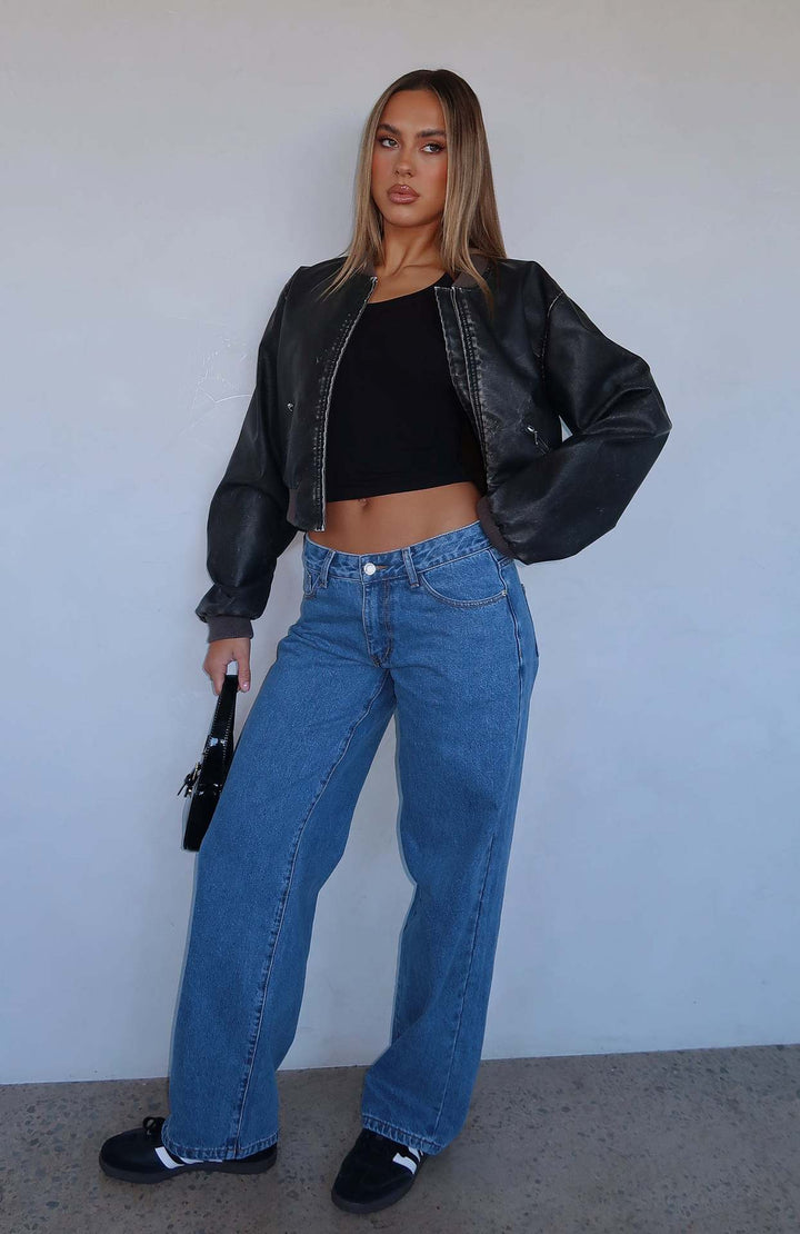Dame afslappede brede jeans med høj talje og moderne snit Skovae