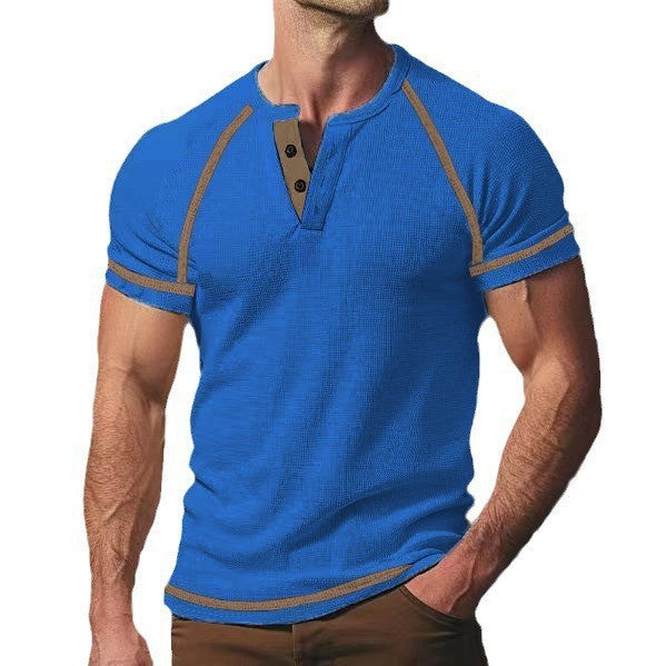 Herrer kortærmet Henley t-shirt med kontrastdetaljer Stilla