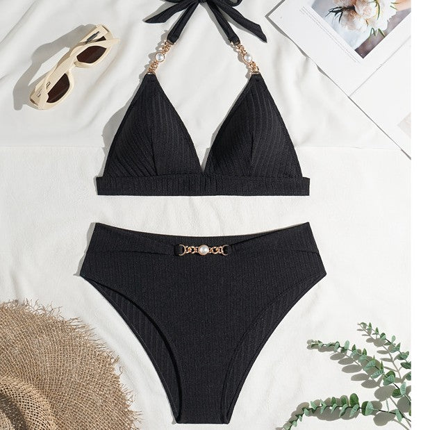 Dame bikini-sæt med elegante perleaccent og komfortabel pasform Stilla