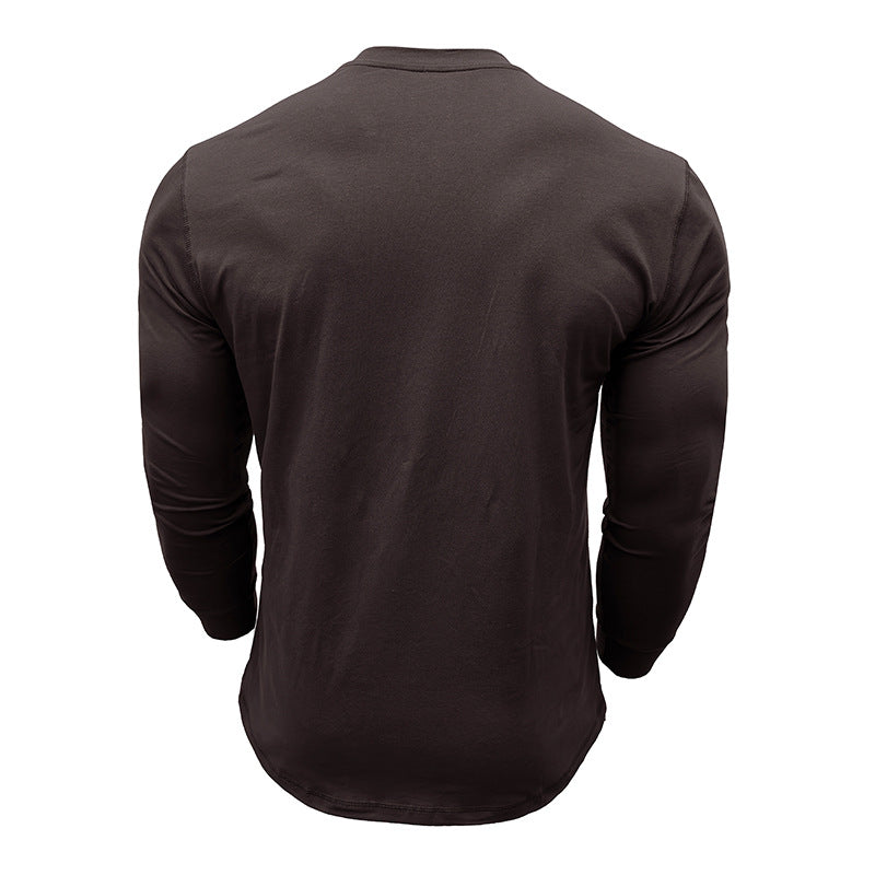 Herre langærmet Henley-shirt med stilfulde accenter og åndbart materiale Stilla