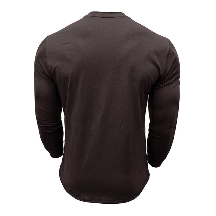 Herre langærmet Henley-shirt med stilfulde accenter og åndbart materiale Stilla