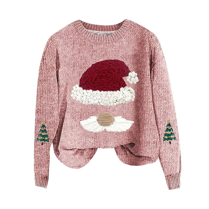 Dame julesweater med broderet julesmand-motiv og afslappet snit Stilla