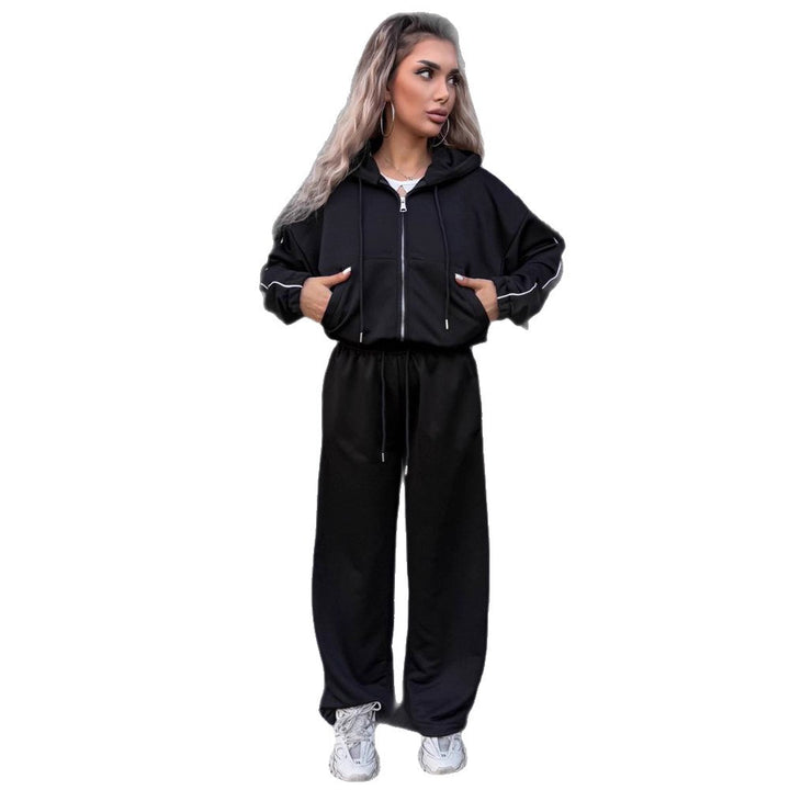 Kvinders sporty loungewear sæt med hætte og brede bukser Skovae