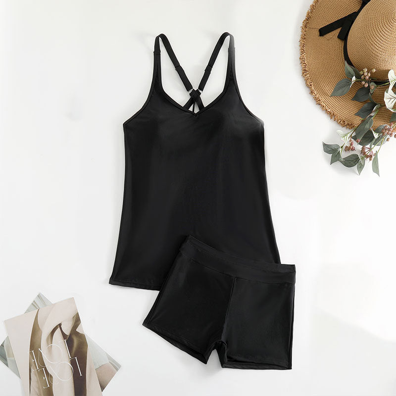 Dame Sports Tankini-sæt med justerbare stropper og figursyet snit Skovae