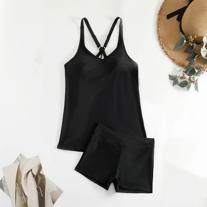 Dame Sports Tankini-sæt med justerbare stropper og figursyet snit Skovae
