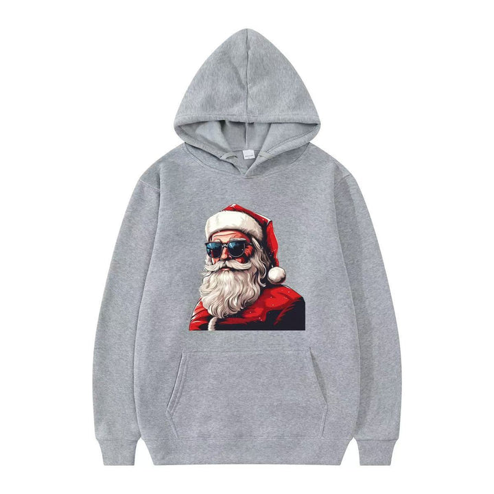 Dame hoodie med festligt julemandsmotif og kunstnerisk print Skovae