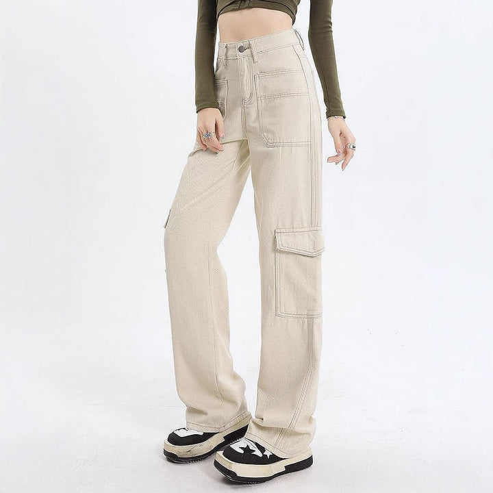 Kvinders cargo jeans med høj talje og praktiske lommer Stilla