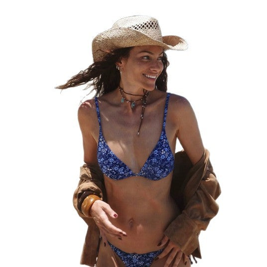 Dame triangel-bikini med floralt design og justerbare stropper Skovae