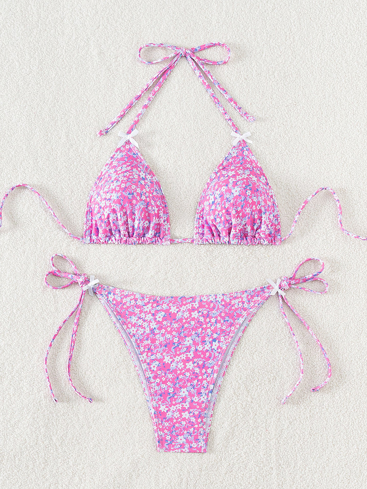 Dame triangel-bikini med legende palmeprint Skovae