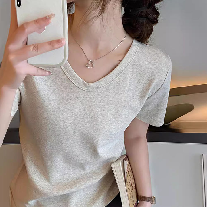 Femme Classic V-Udsnit Kortærmet T-Shirt Stilla