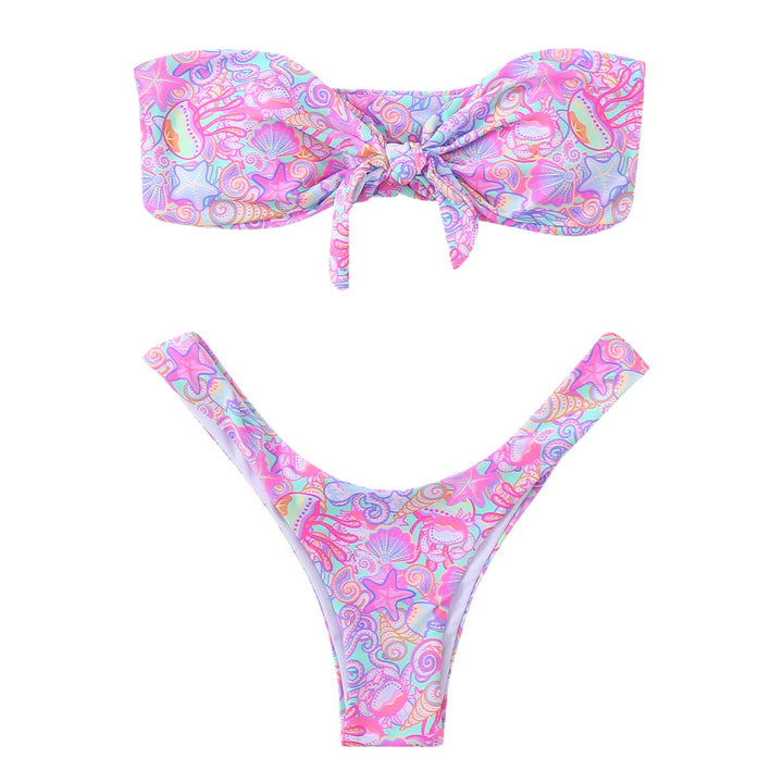 Dame Bandeau-bikini med justerbart knude-detalje og figursyet snit Stilla