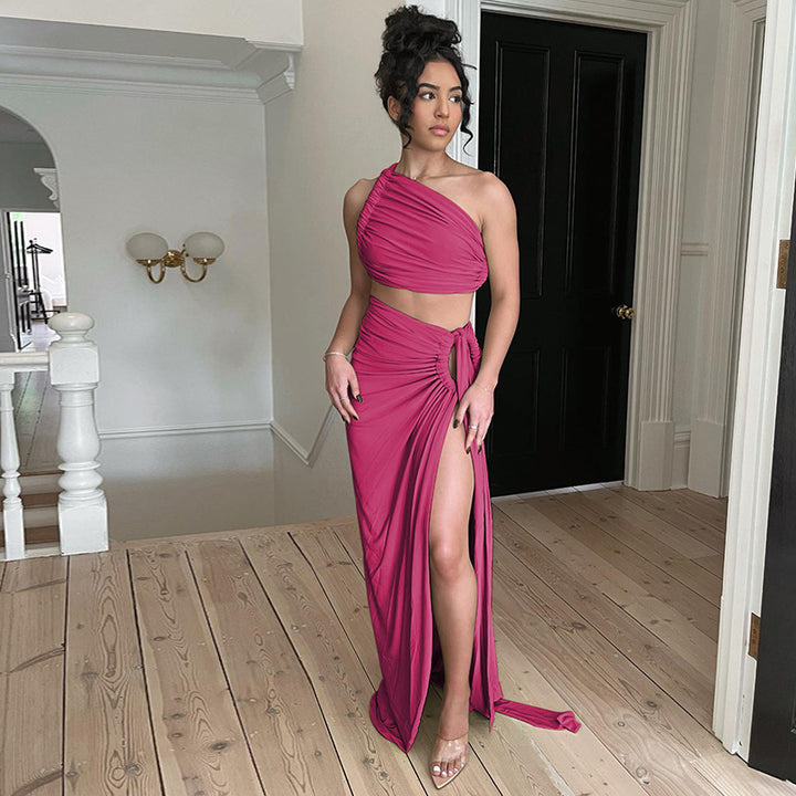 Dame elegant crop-top med asymmetrisk nederdel Stilla