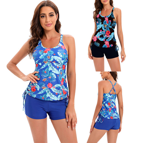 Dame Sport Tankini med blomsterdesign og integrerede shorts Stilla