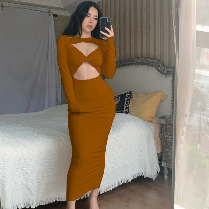 Dame Elegant asymmetrisk maxikjole med cut-out-detaljer Stilla