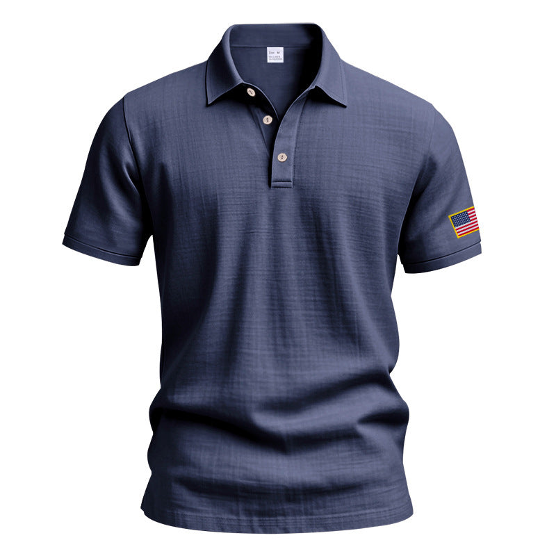 Herrer polo t-shirt med moderne USA-flagmotiv og struktureret design Stilla