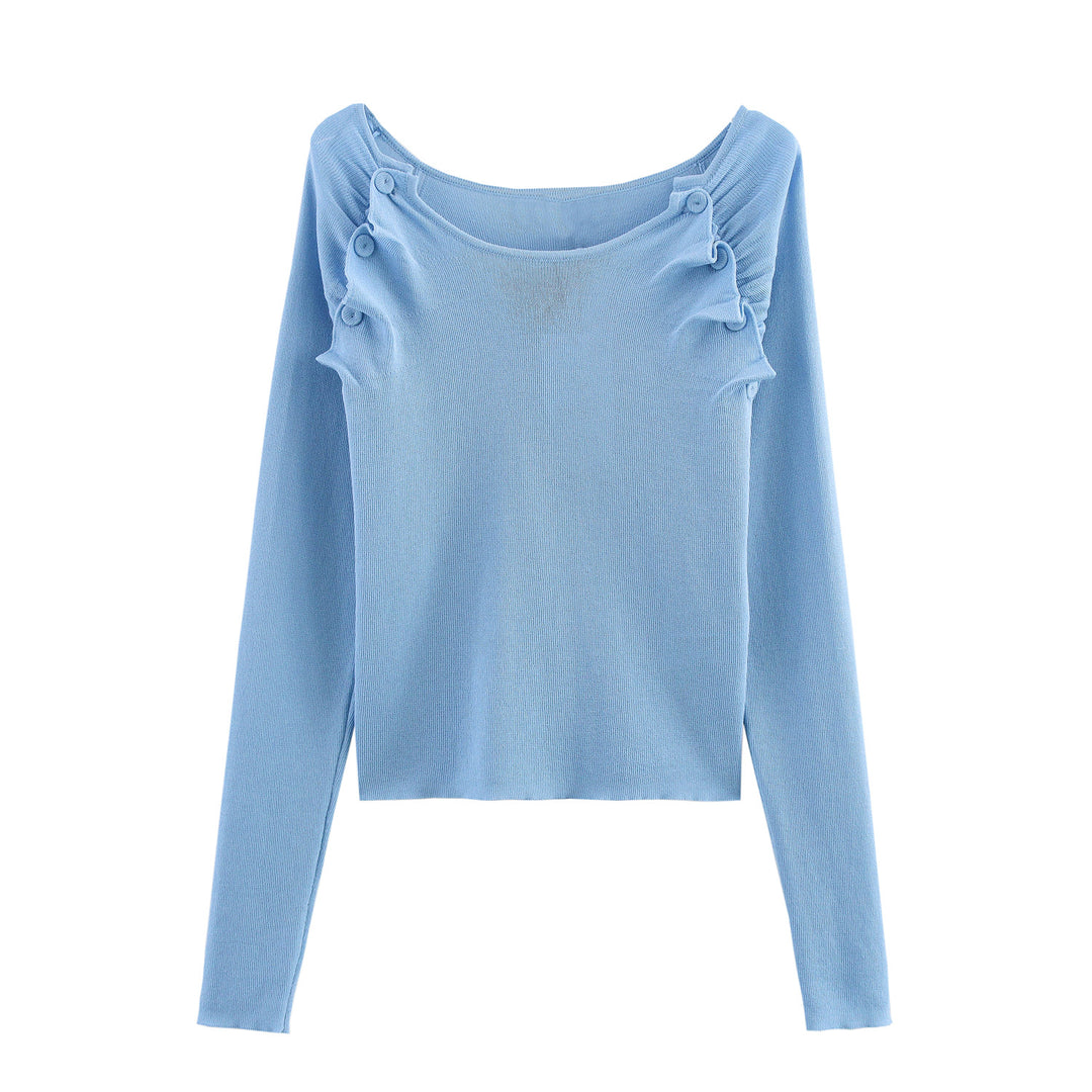 Femme Langærmet Ruffle Detalje Top Stilla