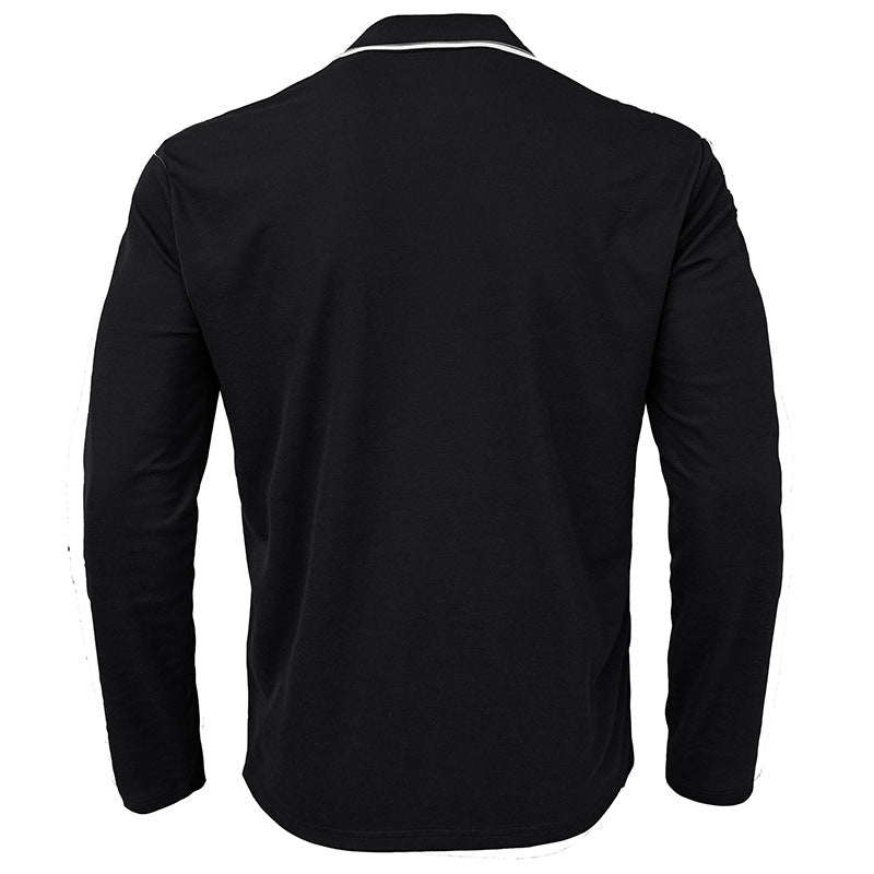 Herrer Langærmet Polo-shirt med elegant Stehkrave og modeagtige kontrastdetaljer Stilla
