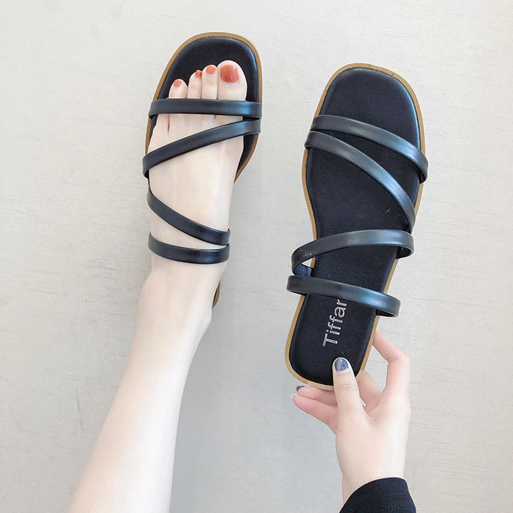 Dame Riemchen-sandaler med komfortabel sål og elegant kryds-design Stilla