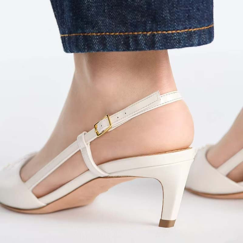 Femme Spids-tå Slingback Hæle med justerbar rem Stilla
