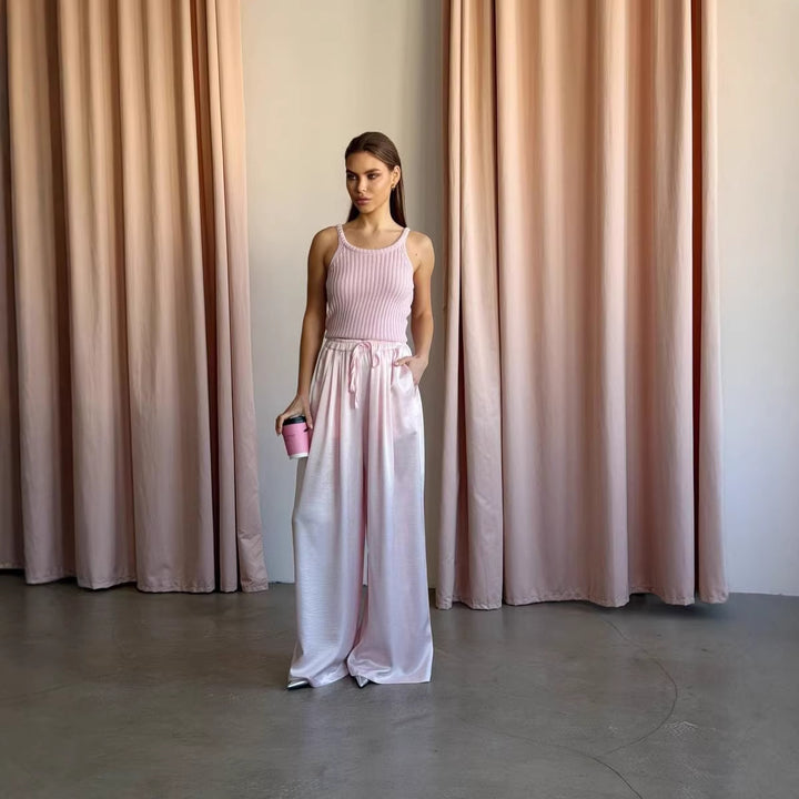 Kvinders elegante brede satinbukser Stilla