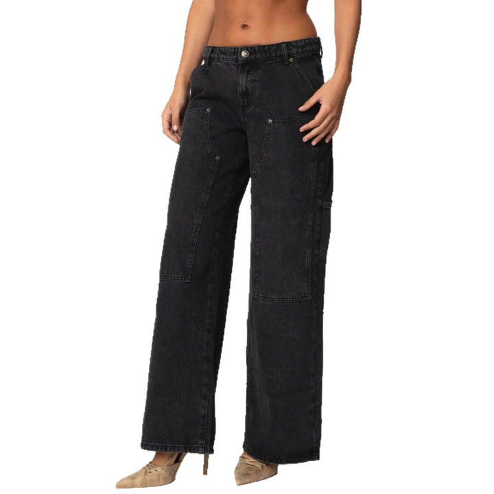 Dame Bredskåret Denim-bukser med praktiske lommer og moderne design Stilla