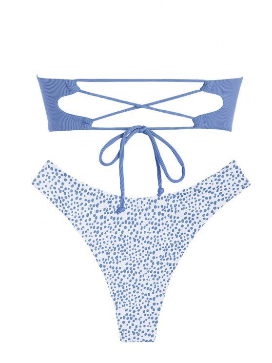 Dame Floral Print Bandeau Badetøj Stilla