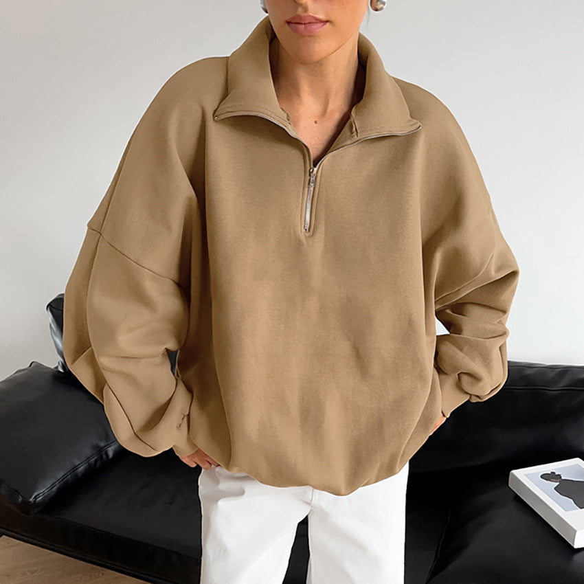 Dame afslappet sweatshirt med lynlås og oversized pasform Stilla