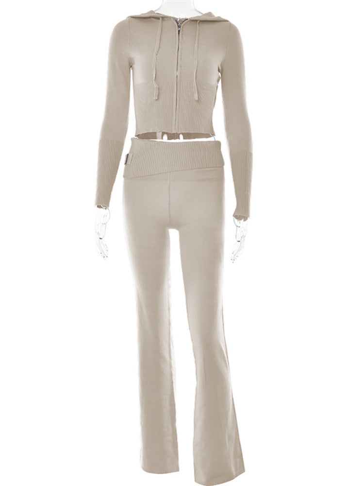 Femme Cropped Zip-Up Fitness Hoodie Sæt Stilla