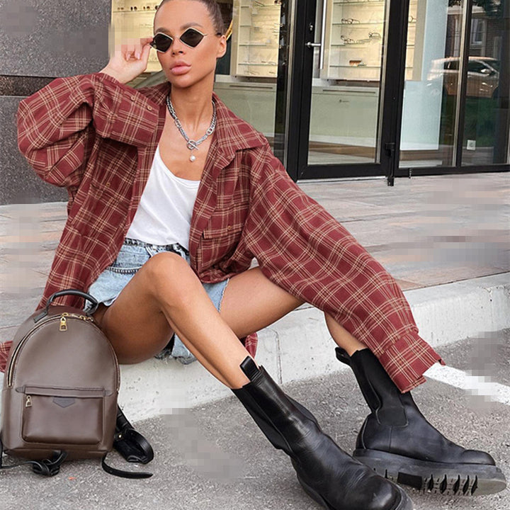Damer Oversized Karo Shacket Stilla
