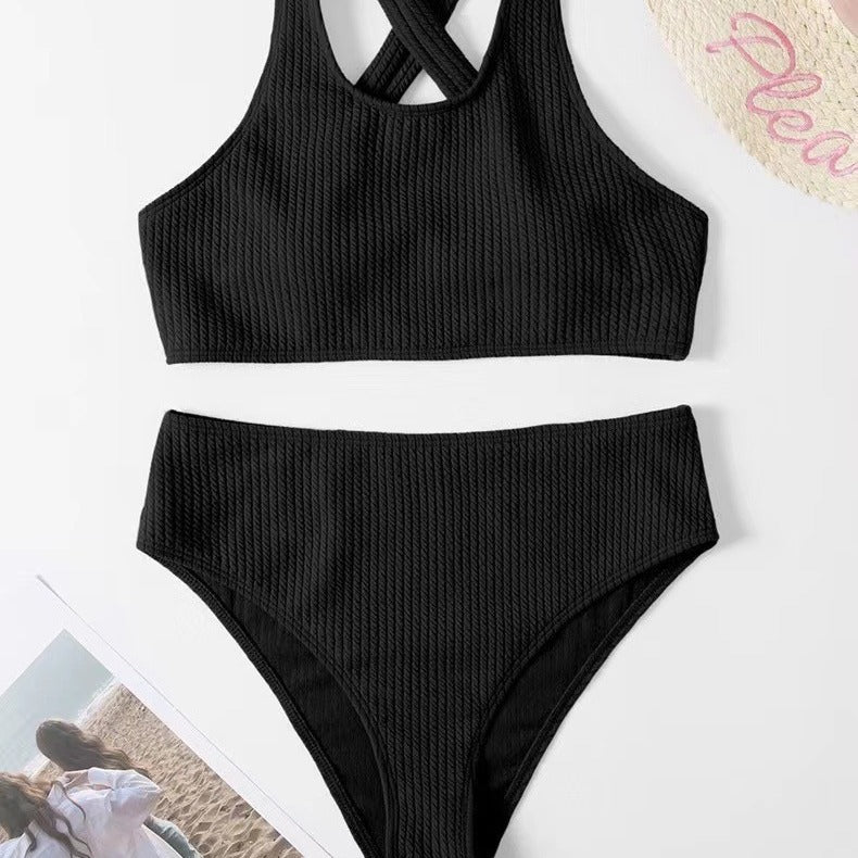 Dame Bikini-sæt med sportsligt og komfortabelt ribdesign Skovae