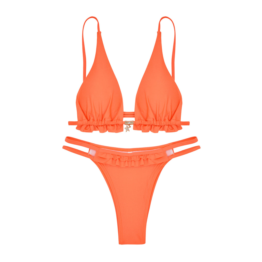Dame bikini-sæt med rynkedetaljer og justerbare bælte-accenter Stilla