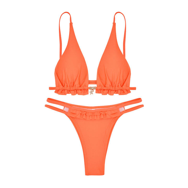 Dame bikini-sæt med rynkedetaljer og justerbare bælte-accenter Stilla