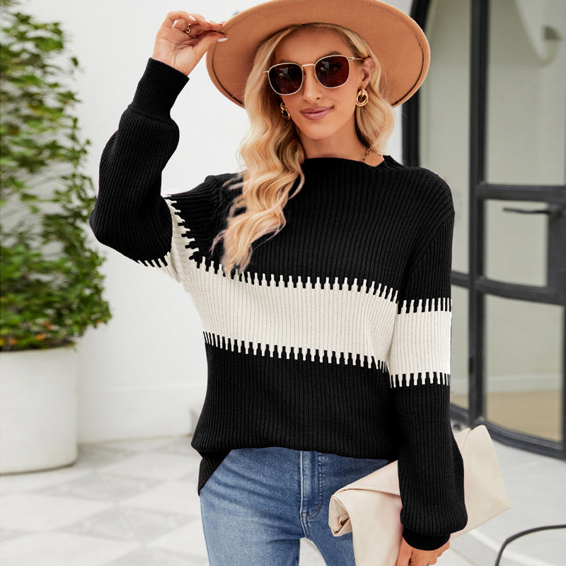 Dame strikpullover med moderne farveblok-design Stilla
