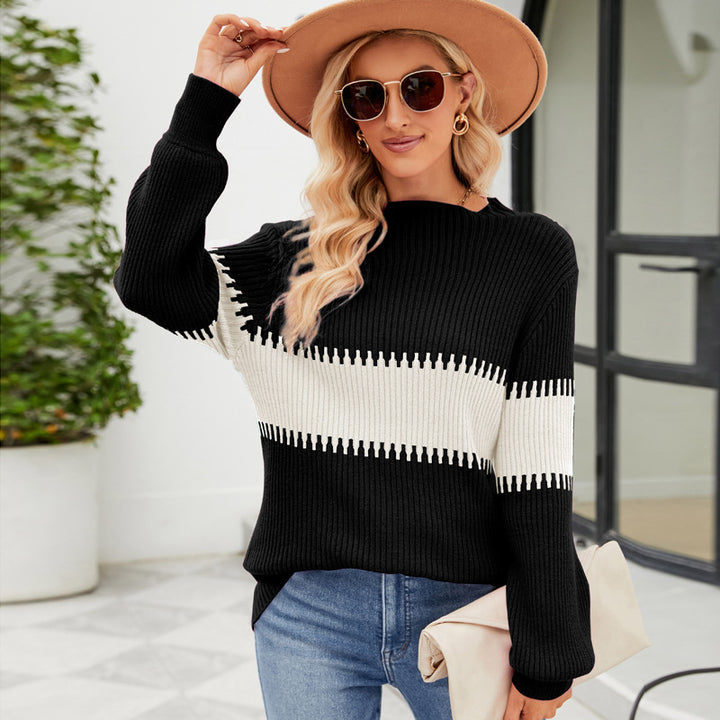 Dame strikpullover med moderne farveblok-design Stilla