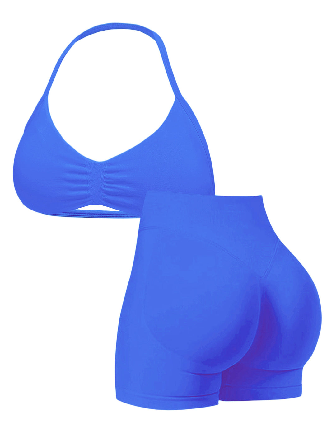 Dame sport-bikini-top med højt skårne shorts og sømløs design Skovae