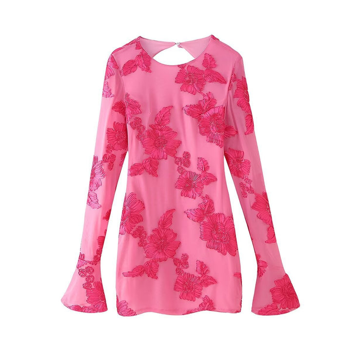 Femme Sheer Broderet Bluse med Bølgeærmer Stilla