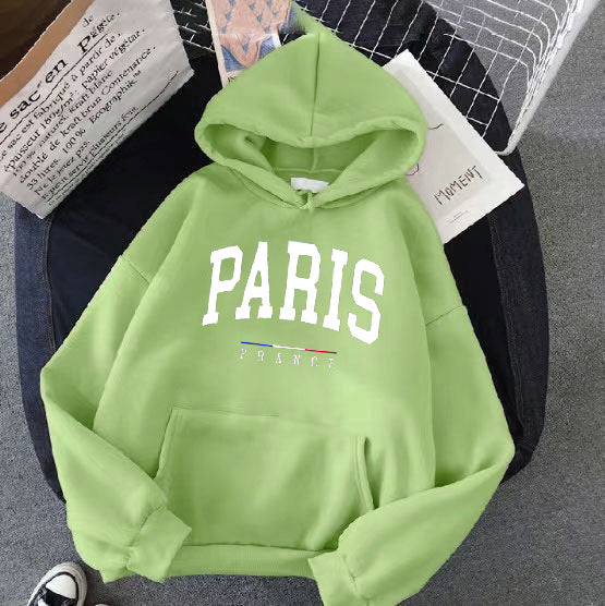 Dame hoodie med stort Paris print Skovae