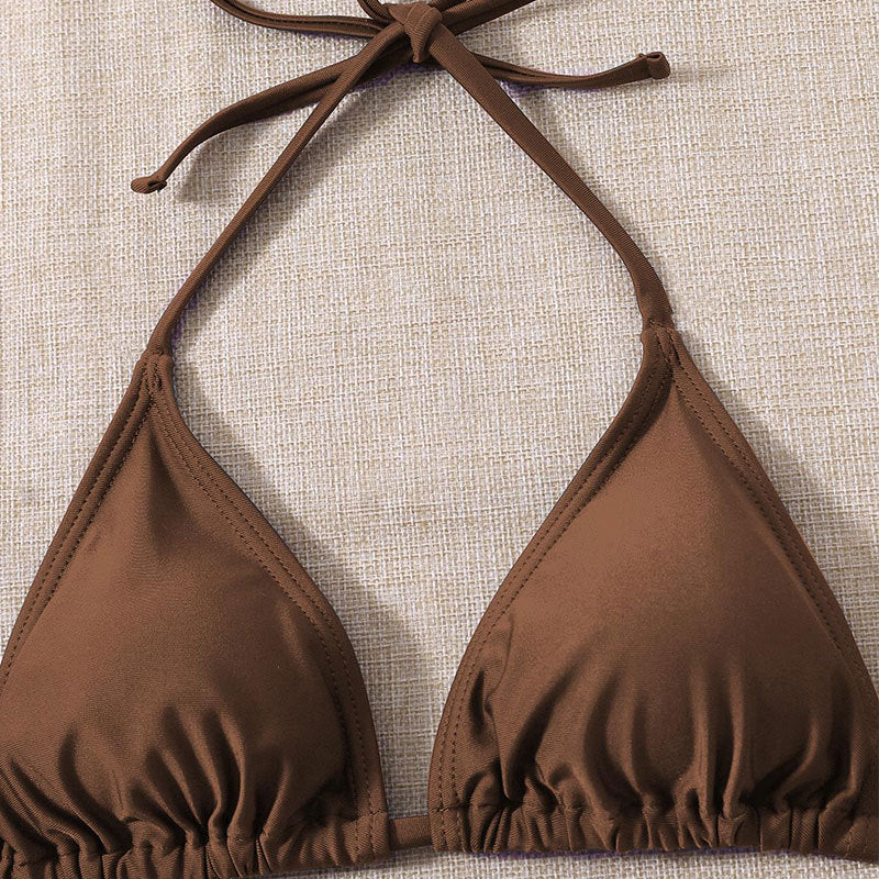 Dame trekants bikini med polstret top og elegant draperet tørklæde Skovae