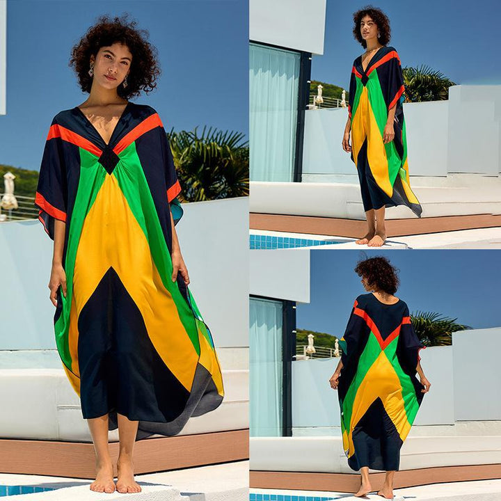 Dame Strandkaftan med iøjnefaldende geometrisk design Stilla