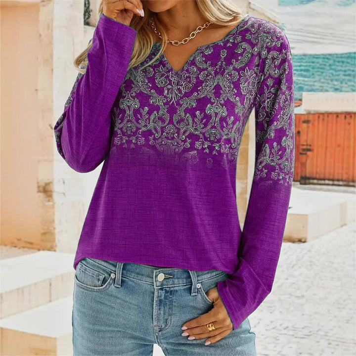 Dame longsleeve med filigranmønster Stilla