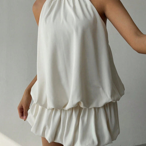 Dame sommerligt minikjole med halterneck og asymmetrisk design Skovae
