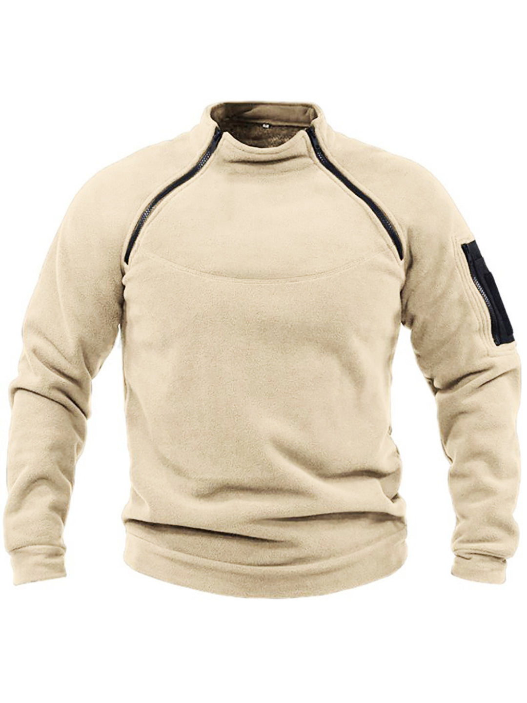 Herrer fleece-pullover med moderne ståkrave og praktiske lynlåslommer Stilla